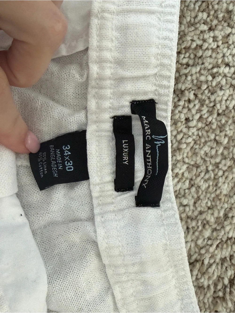 Marc Anthony Off-White Linen-Blend Chinos